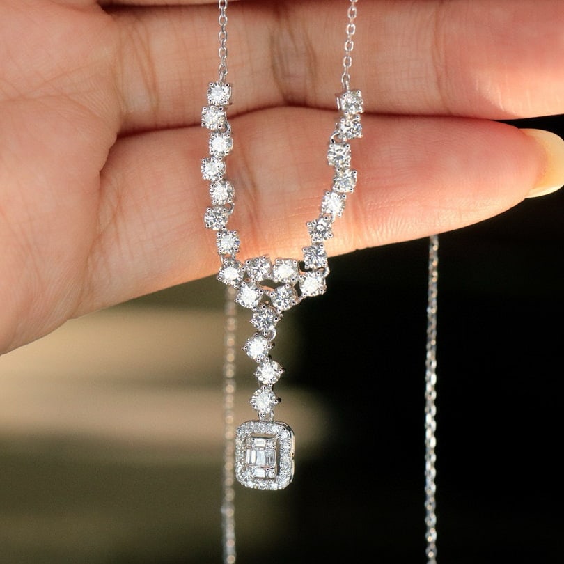 14k Gold 1.7 Ct Natural H Diamond Necklace - 6