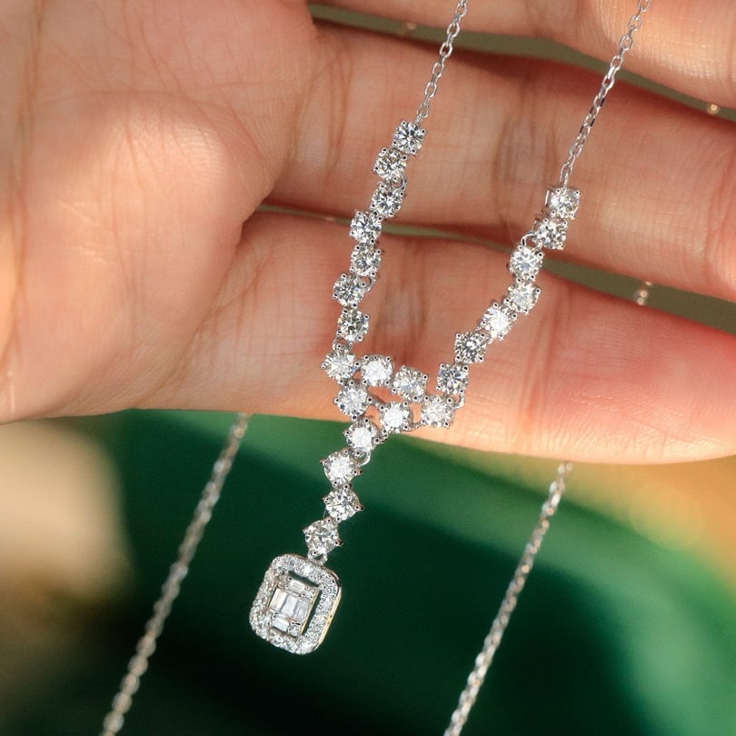 14k Gold 1.7 Ct Natural H Diamond Necklace - 7