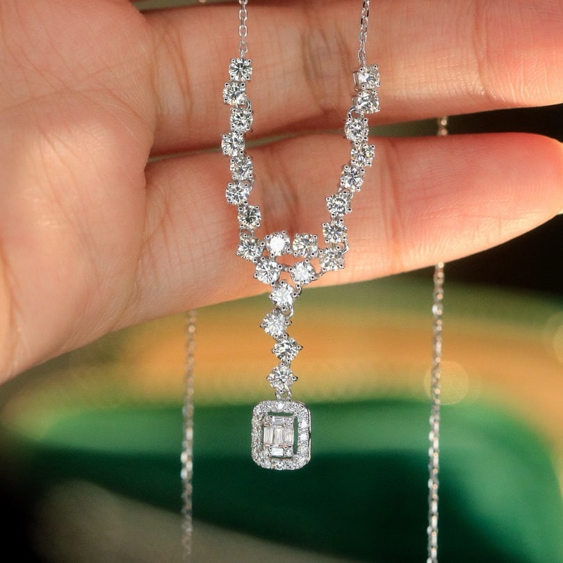 14k Gold 1.7 Ct Natural H Diamond Necklace - 8