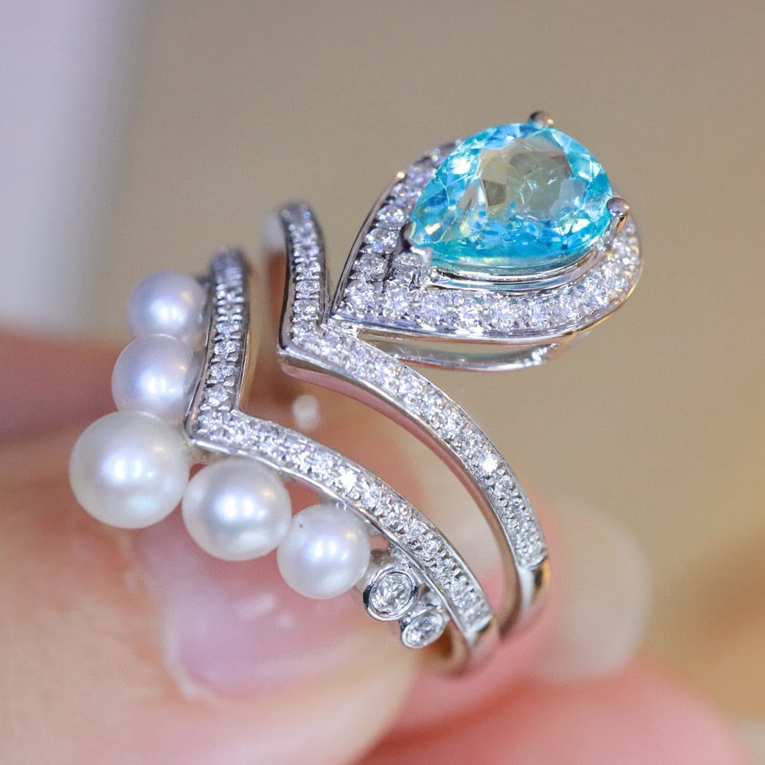 14k Gold 1.22 Ctw Natural Paraiba Tourmaline & Diamond Ring - 3