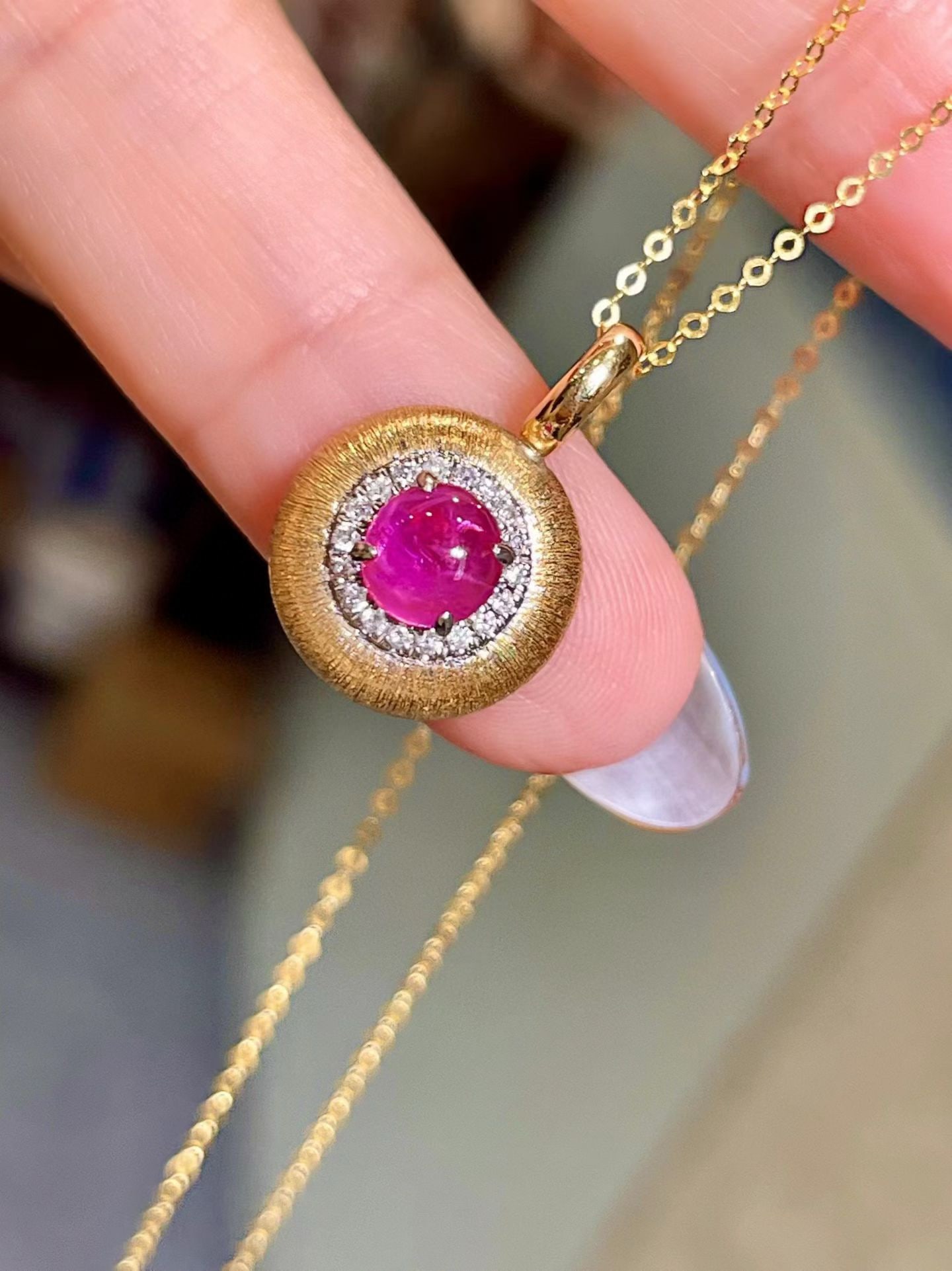 14k Gold 1.06 Ctw Natural Star Ruby & Diamond Pendant( Without Chain ) - 3
