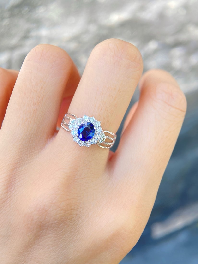14k Gold 1.97 Ctw Natural Sapphire & Diamond Ring - 3