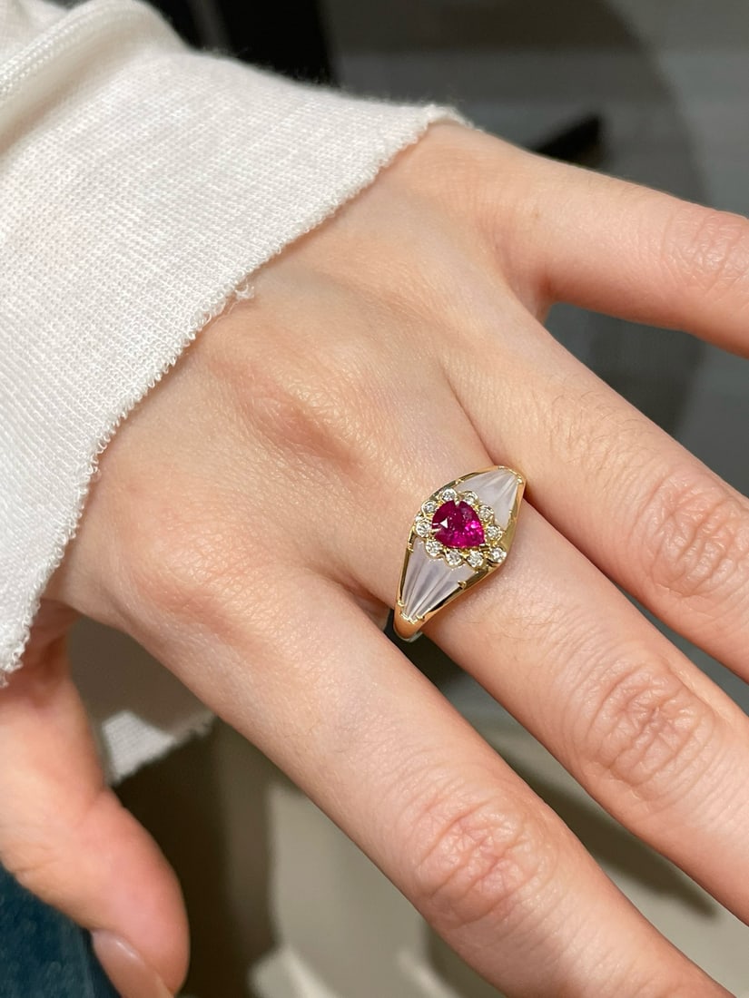 14k Gold 0.5 Ct Natural Ruby & Diamond Ring - 2