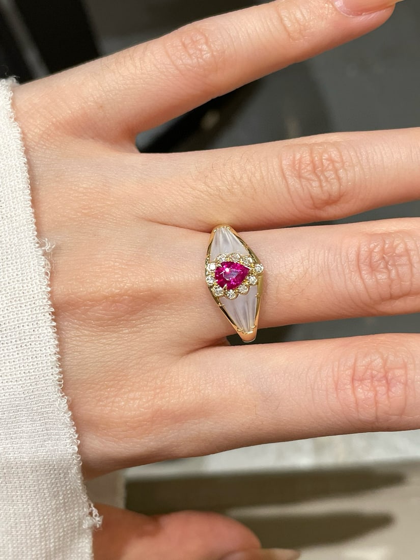 14k Gold 0.5 Ct Natural Ruby & Diamond Ring - 3
