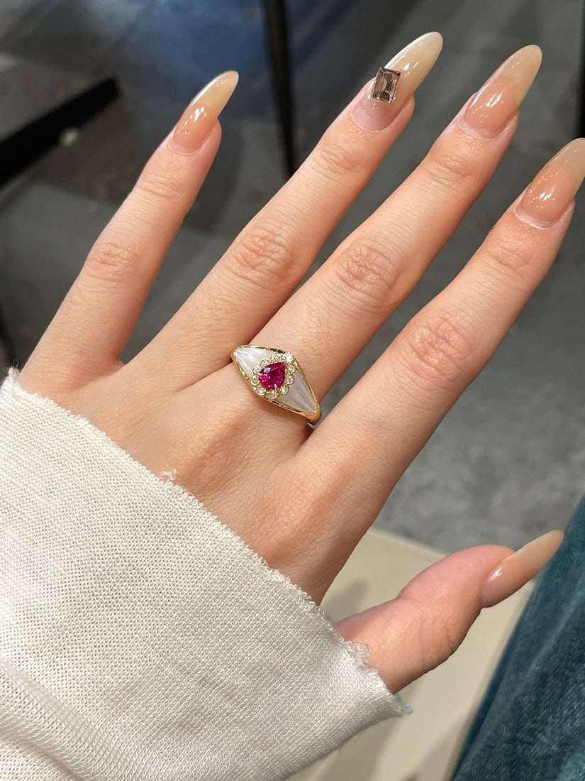14k Gold 0.5 Ct Natural Ruby & Diamond Ring - 4