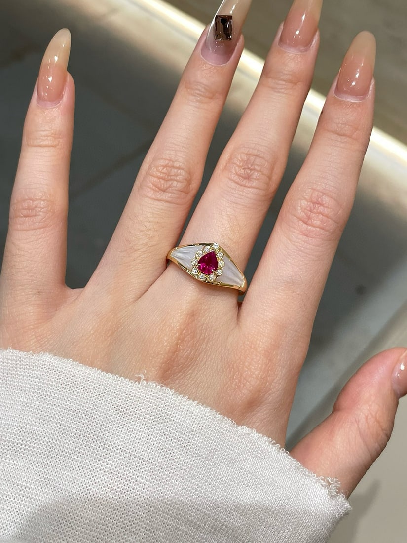 14k Gold 0.5 Ct Natural Ruby & Diamond Ring - 5