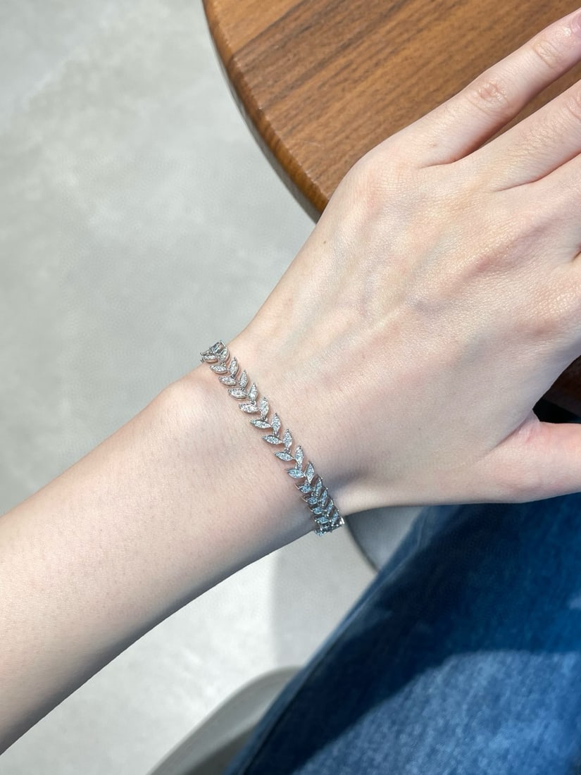 14k Gold 1.00 Ct Natural H Diamond Bracelet - 4
