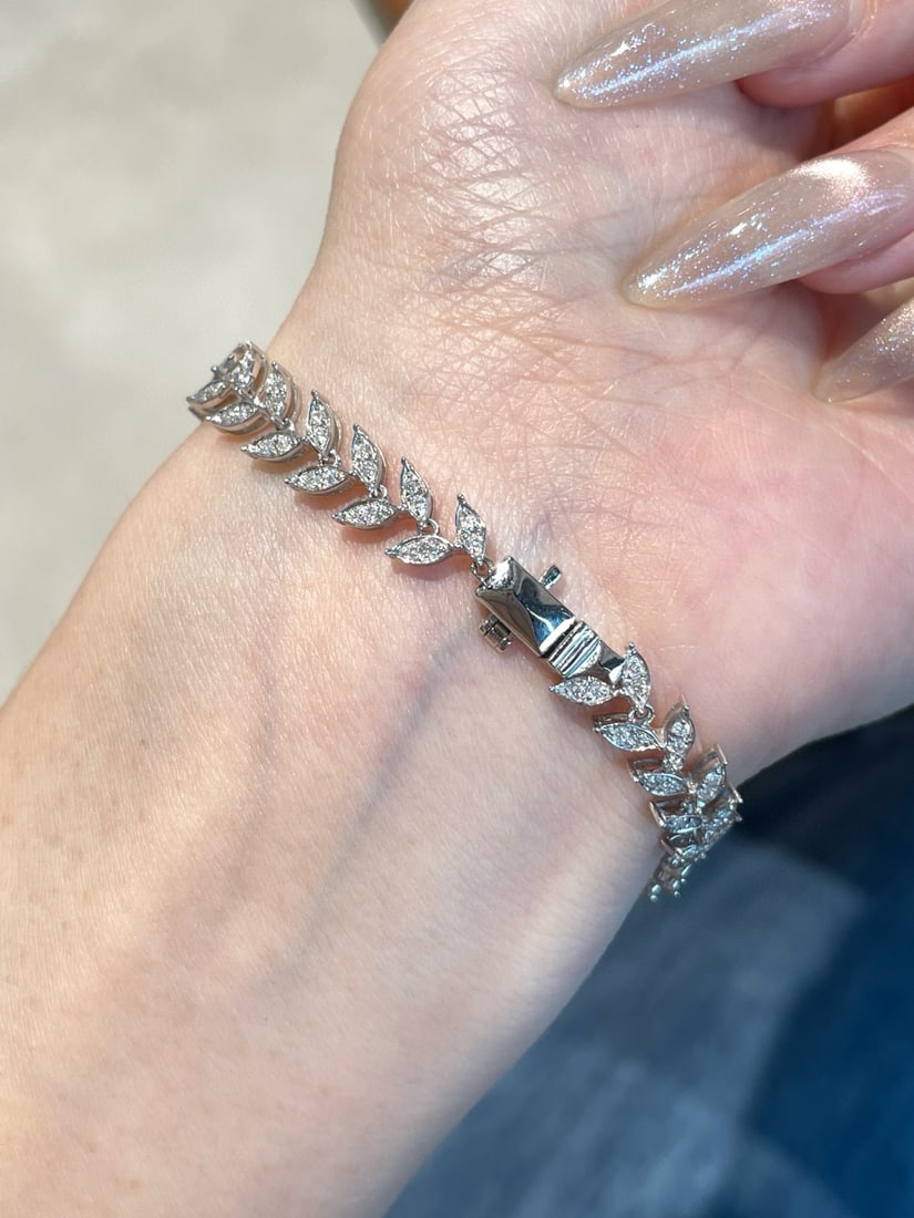 14k Gold 1.00 Ct Natural H Diamond Bracelet - 7