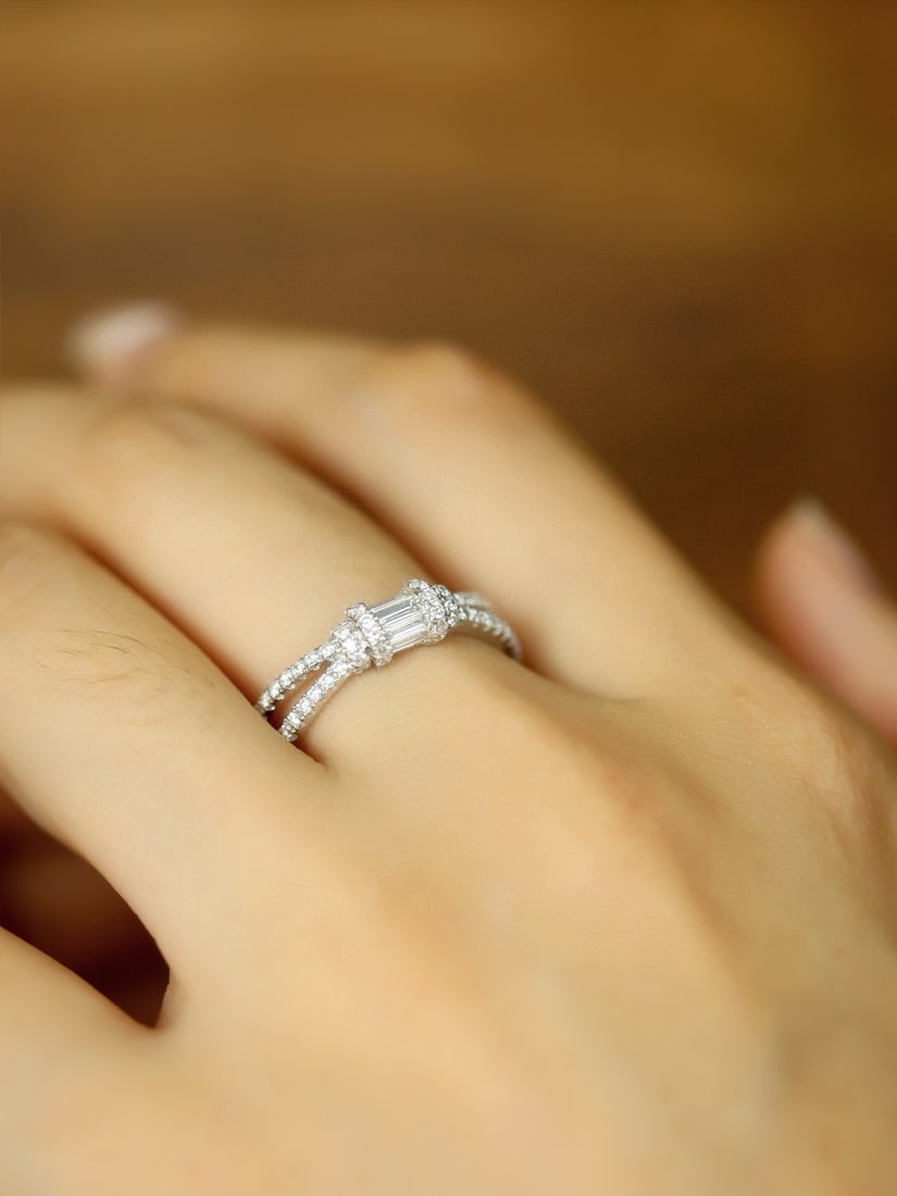 14k Gold 0.60 Ct Natural H Diamond Ring - 6