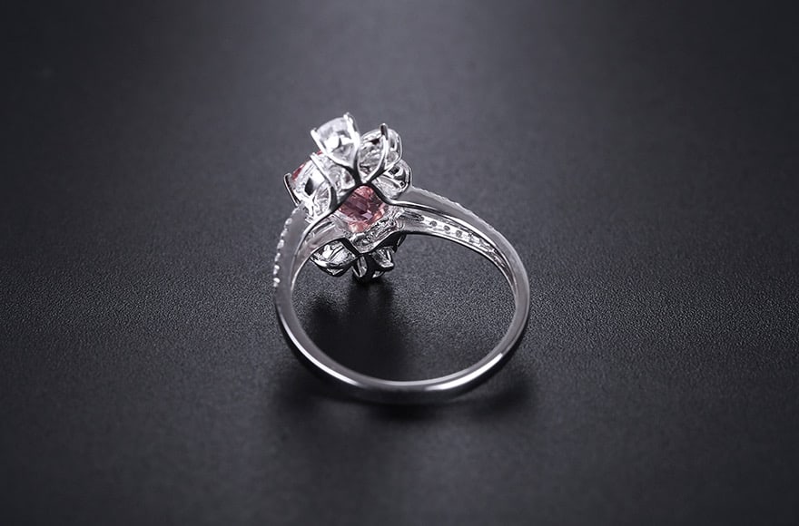 14k Gold 2.82 Ctw Natural Morganite & Sapphire Ring - 4
