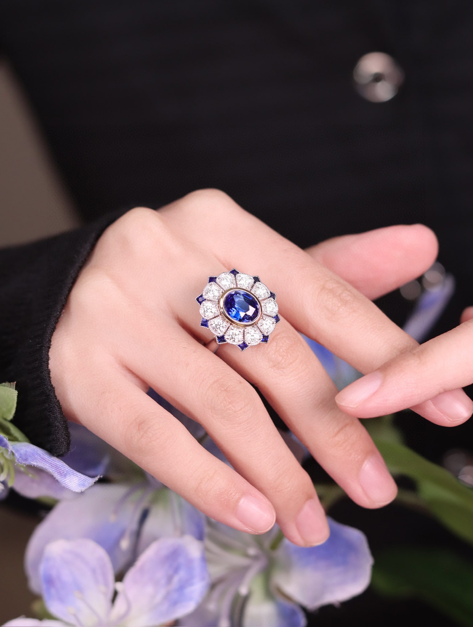 14k Gold 3.87 Ctw Natural Sapphire & Diamond Ring - 5