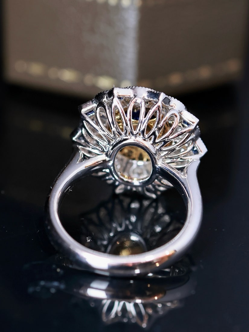 14k Gold 3.87 Ctw Natural Sapphire & Diamond Ring - 6