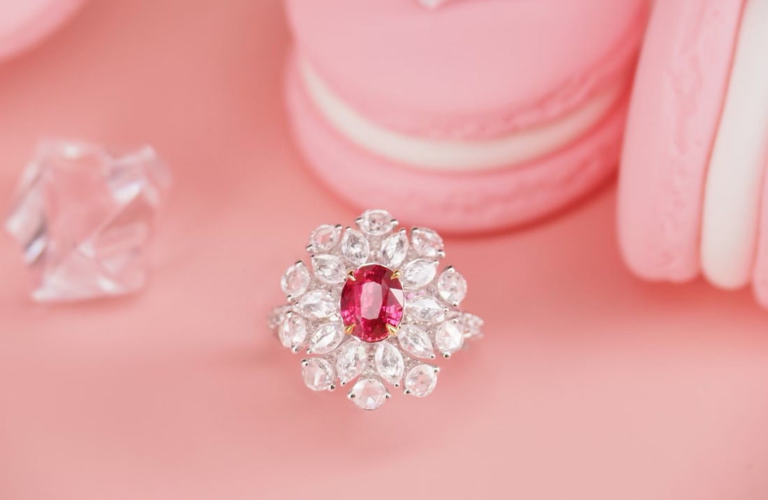 14k Gold 3.67 Ctw Natural Ruby & Diamond Ring: Ref:231082236 // gold content:14k gold // ring size:7. 25us // // main gemstone:ruby // shape:oval // carat weight:2. 04ct // color:red // treatment:natural // // adjacent gemstone 2 : diamond //