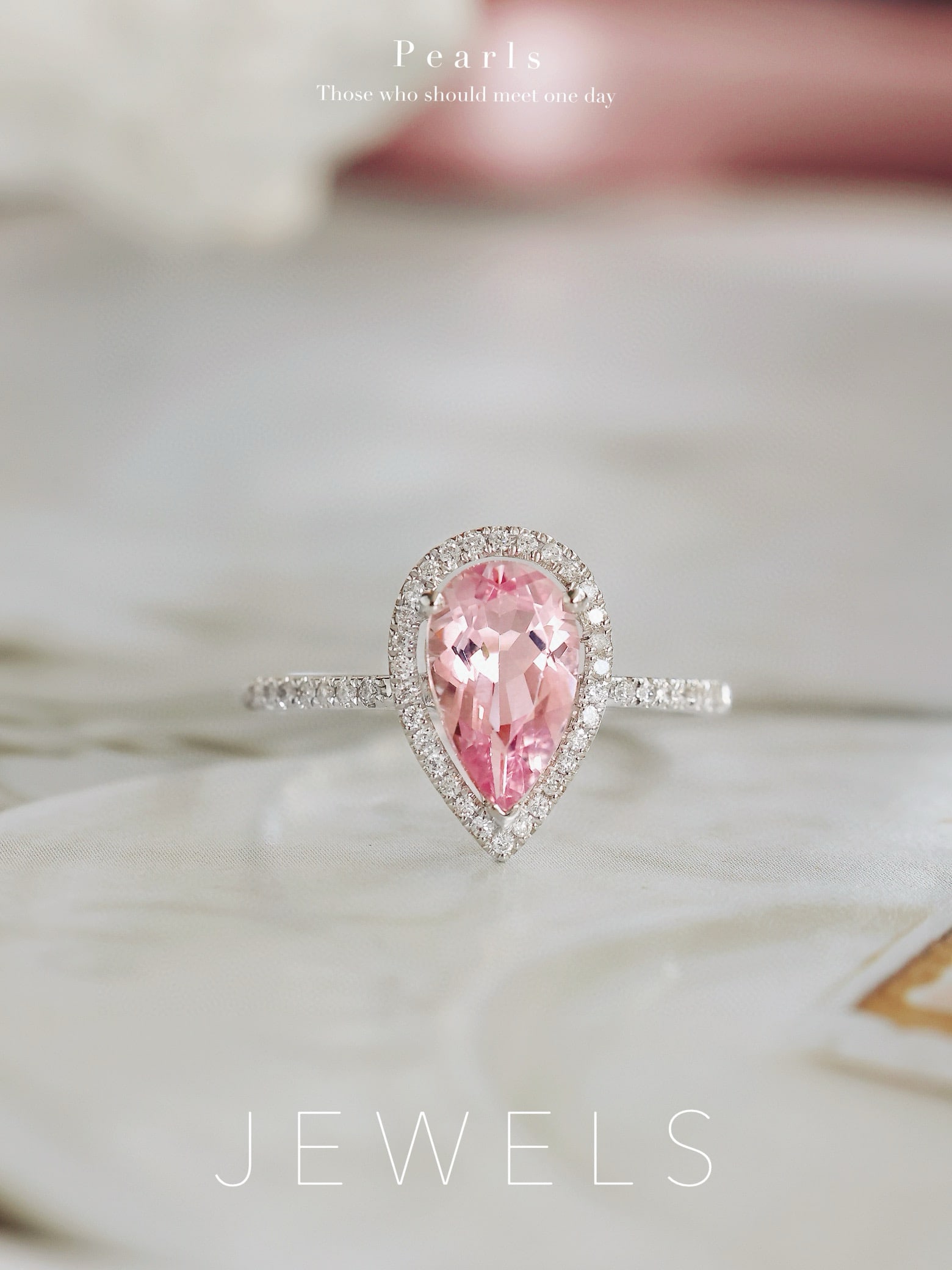 14k Gold 1.23 Ctw Natural Morganite & Diamond Ring: Ref:231082239 // gold content:14k gold // ring size:7. 25us // // main gemstone:morganite // shape:pear // carat weight:1. 10ct // color:pink // treatment:natural // // adjacent gemstone 2 : diamond
