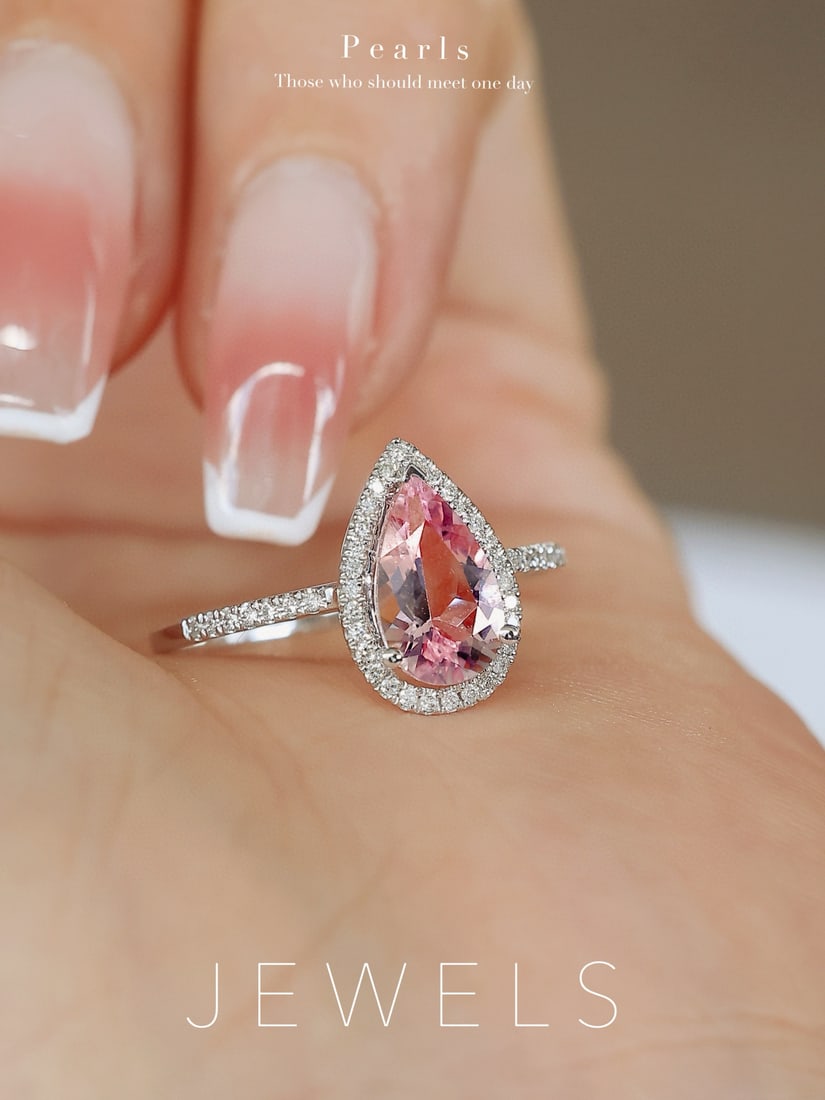 14k Gold 1.23 Ctw Natural Morganite & Diamond Ring - 3