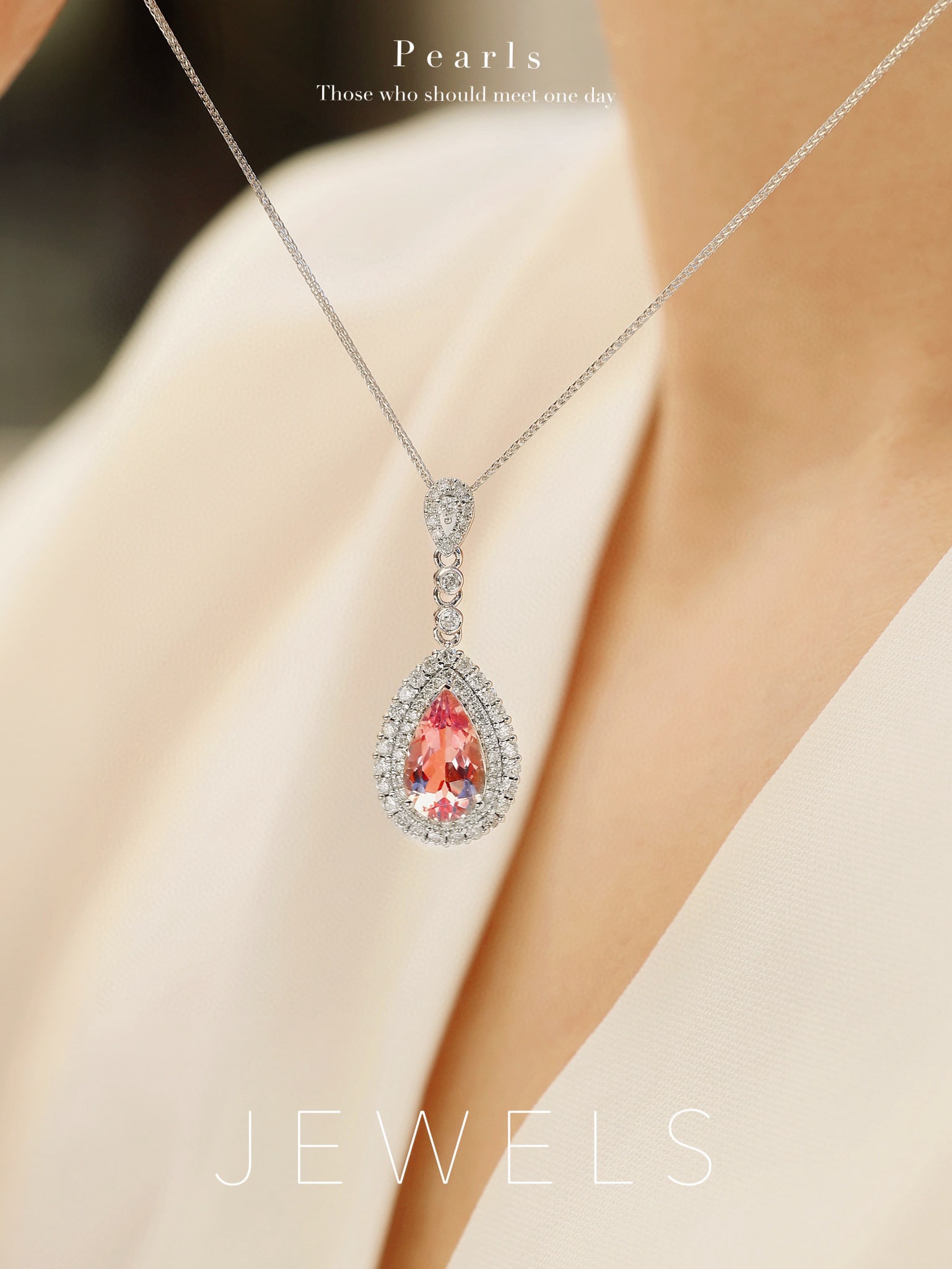 14k Gold 1.56 Ctw Natural Morganite & Diamond Pendant( Without Chain ) - 5