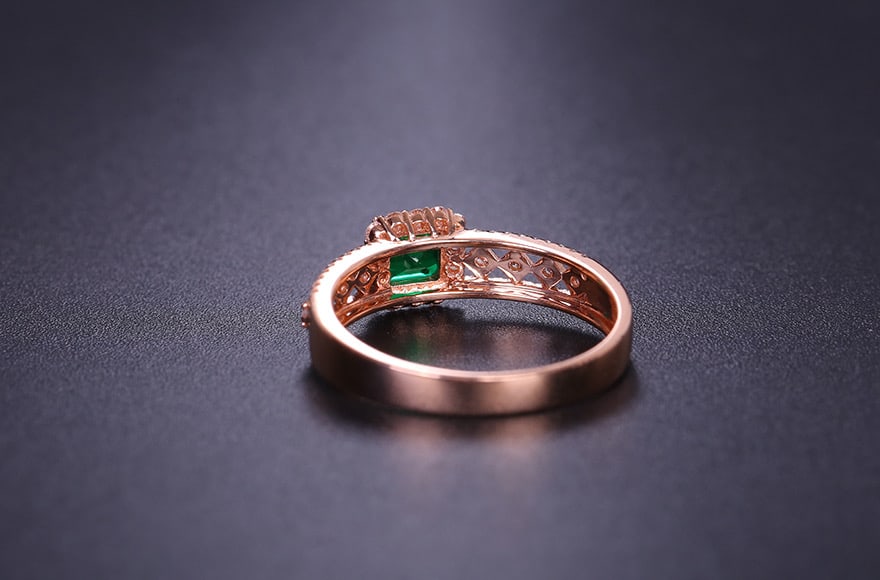 14k Gold 0.69 Ctw Vivid Green Natural Emerald & Diamond Ring - 4
