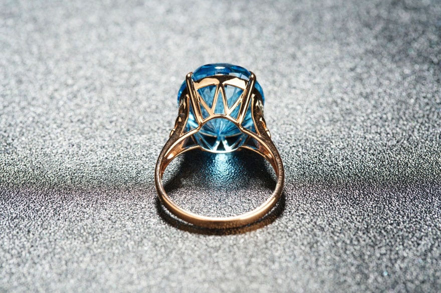 14k Gold 13.85 Ct Natural Topaz & Diamond Ring - 5