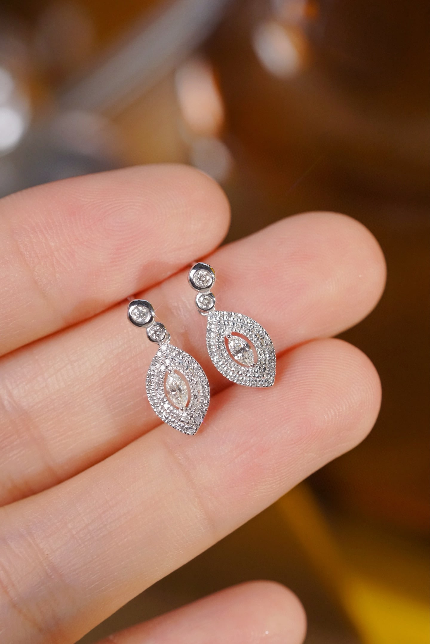 14k Gold 0.36 Ct Natural H Diamond Earrings - 2