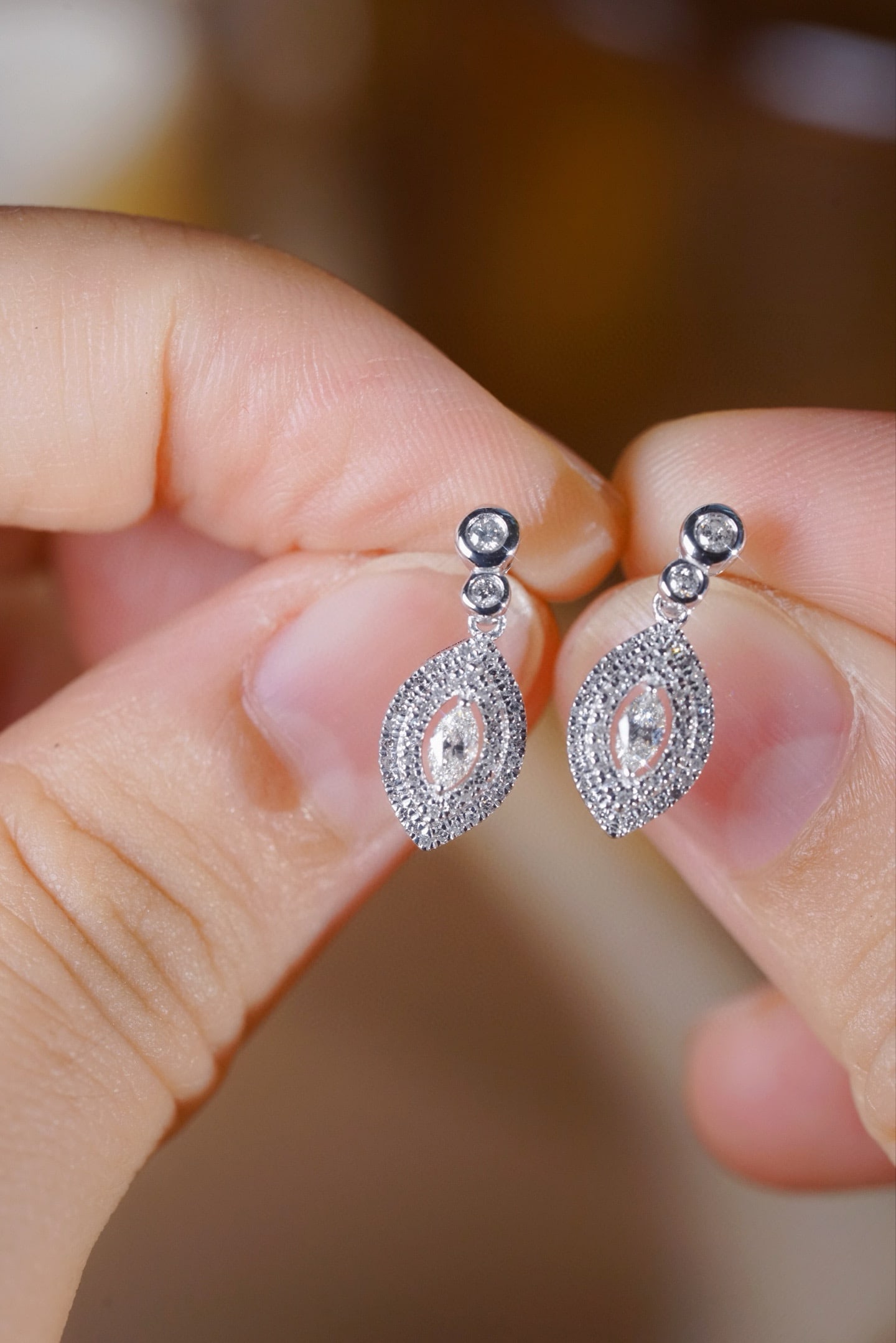 14k Gold 0.36 Ct Natural H Diamond Earrings - 7