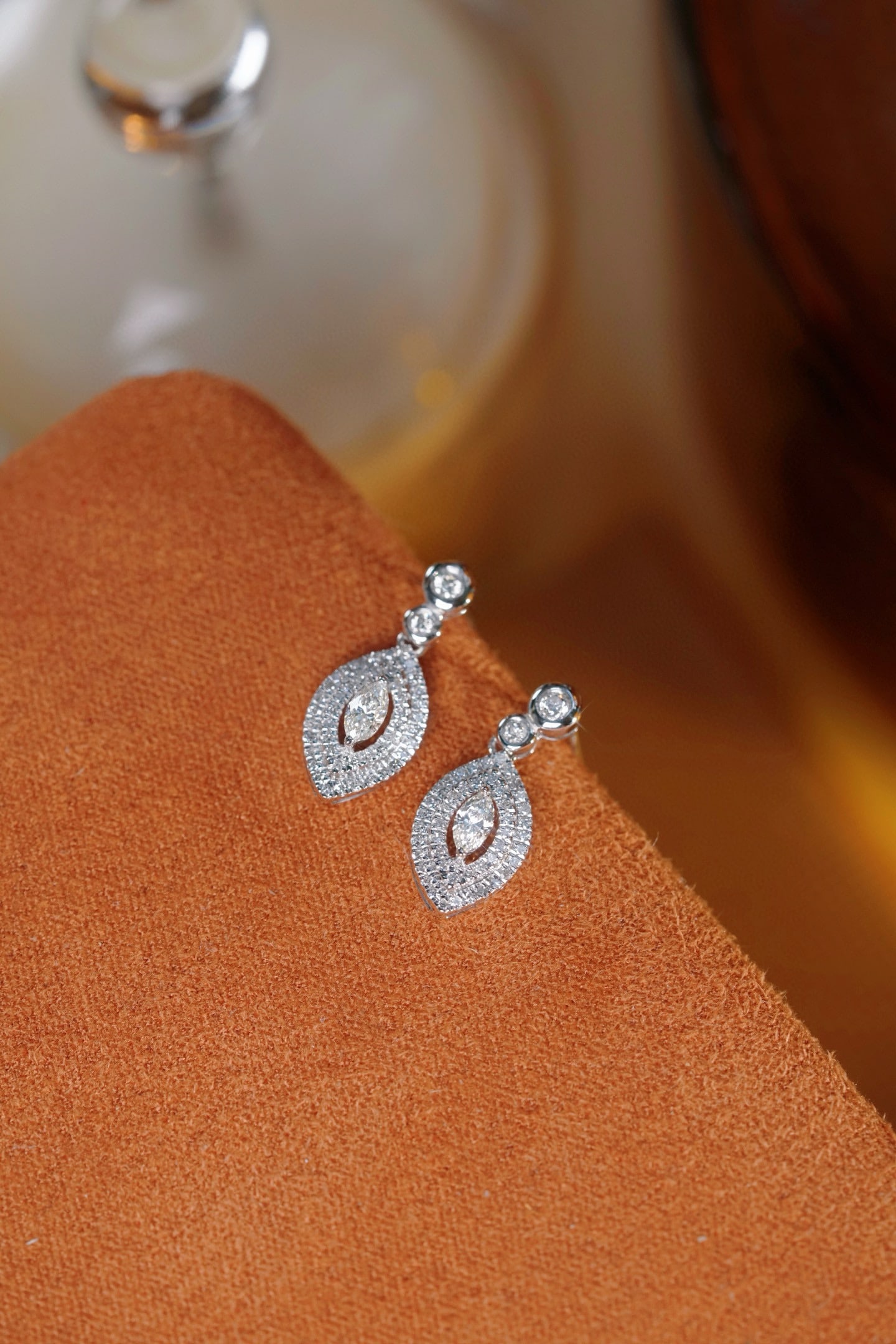 14k Gold 0.36 Ct Natural H Diamond Earrings - 8
