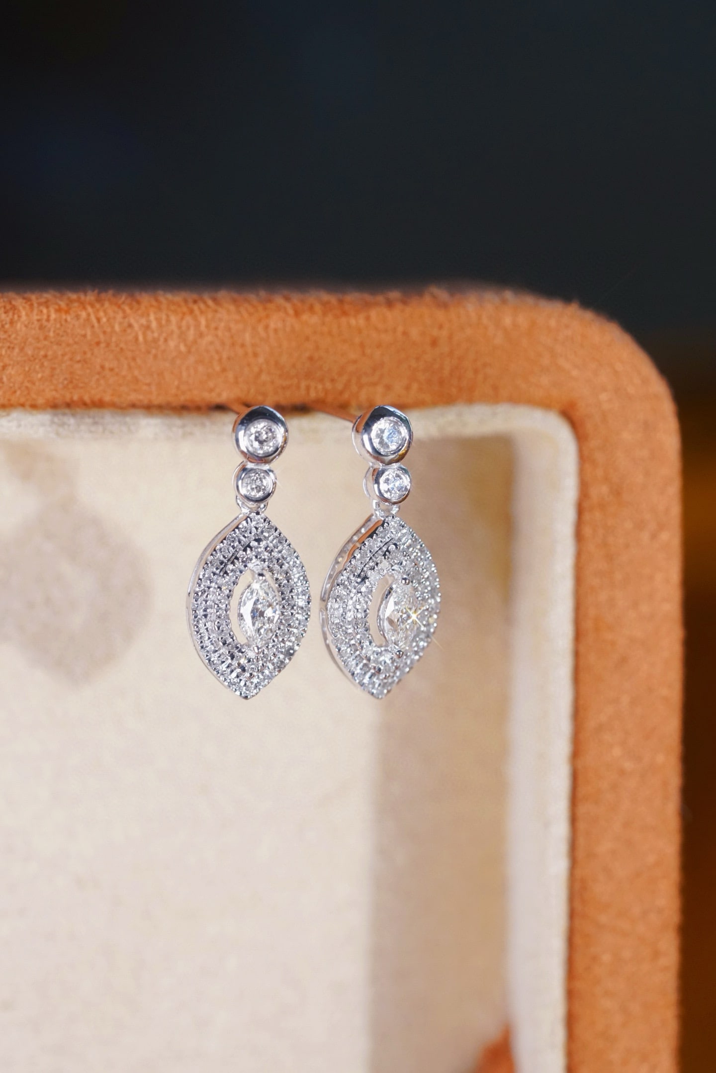 14k Gold 0.36 Ct Natural H Diamond Earrings - 9