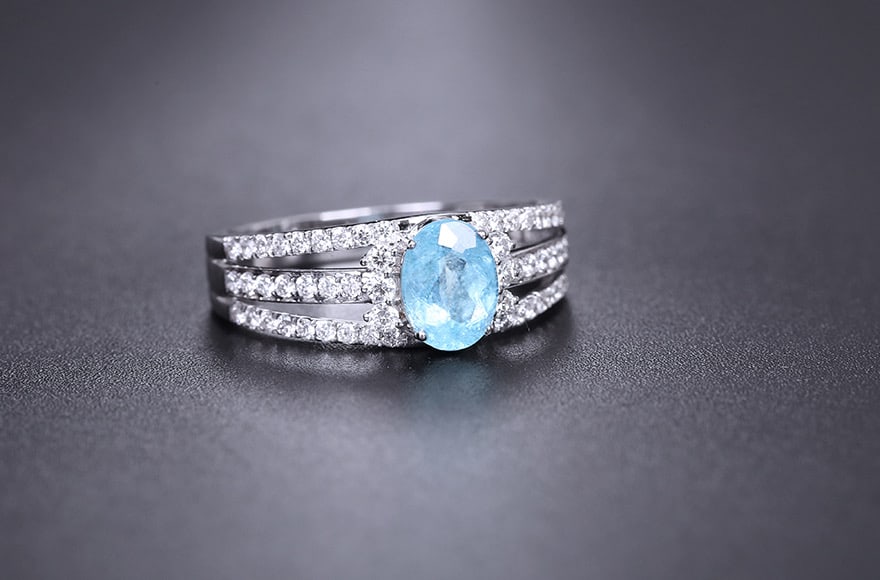 14k Gold 1.28 Ctw Natural Paraiba Tourmaline & Diamond Ring - 2
