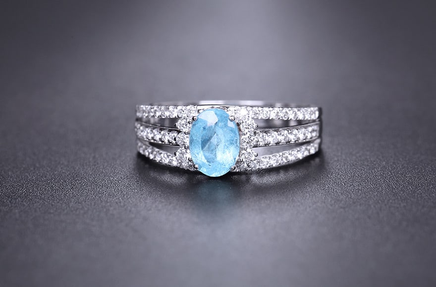 14k Gold 1.28 Ctw Natural Paraiba Tourmaline & Diamond Ring - 3