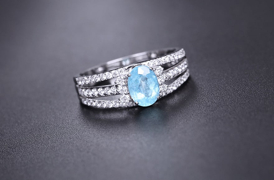 14k Gold 1.28 Ctw Natural Paraiba Tourmaline & Diamond Ring - 4