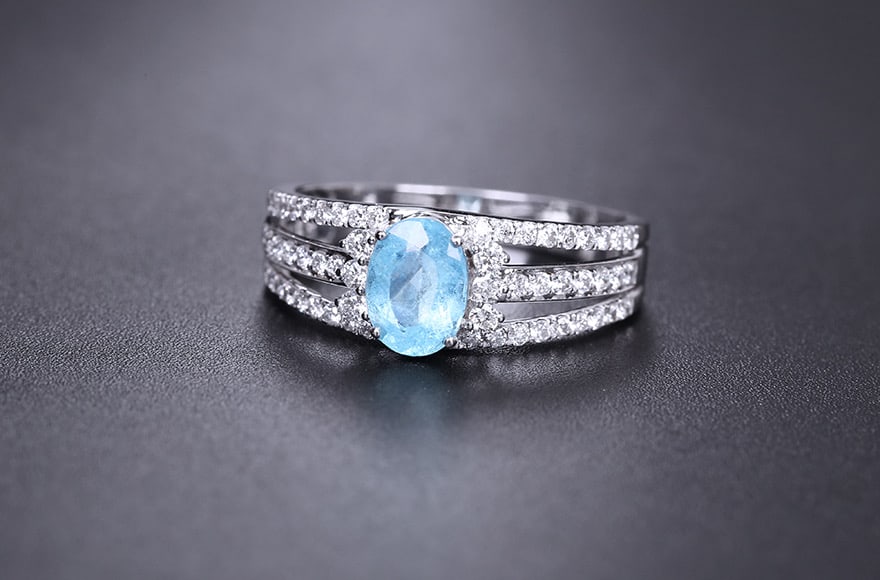 14k Gold 1.28 Ctw Natural Paraiba Tourmaline & Diamond Ring - 5