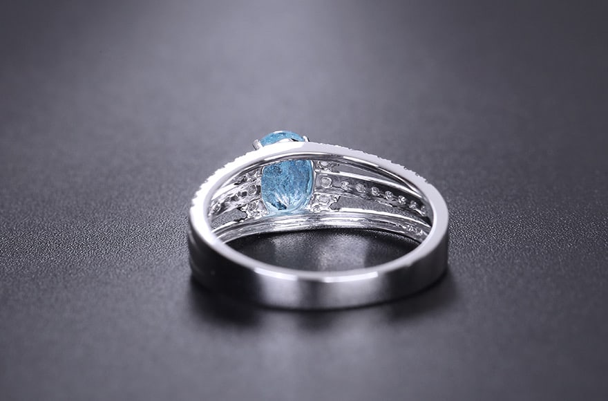 14k Gold 1.28 Ctw Natural Paraiba Tourmaline & Diamond Ring - 6
