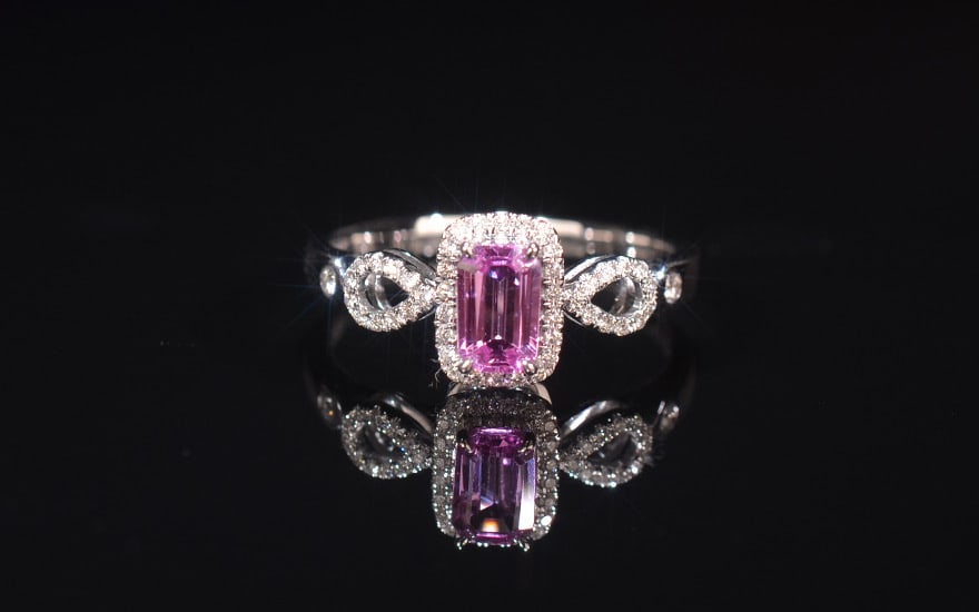14k Gold 0.66 Ctw Natural Sapphire & Diamond Ring: Ref:231082292 // gold content:14k gold // ring size:7. 25us // // main gemstone:sapphire // shape:octagonal // carat weight:0. 5ct // color:pink // treatment:natural // // adjacent gemstone 2 : diamon