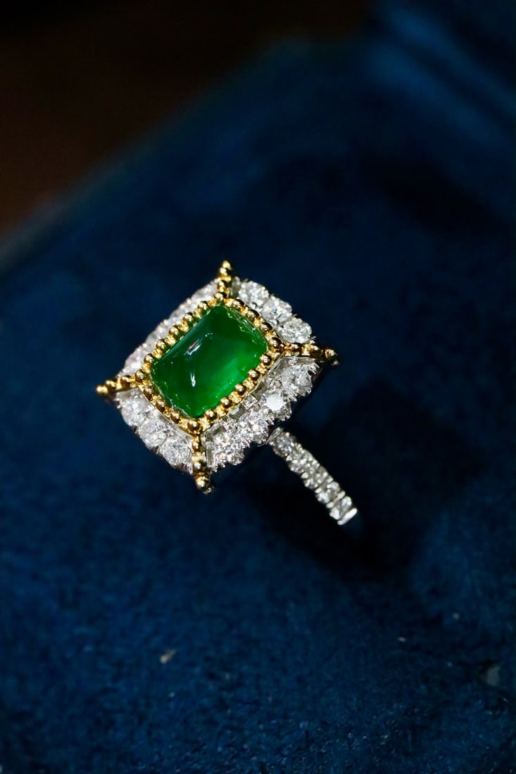 14k Gold 1.14 Ctw Vivid Green Natural Emerald & Diamond Ring - 3