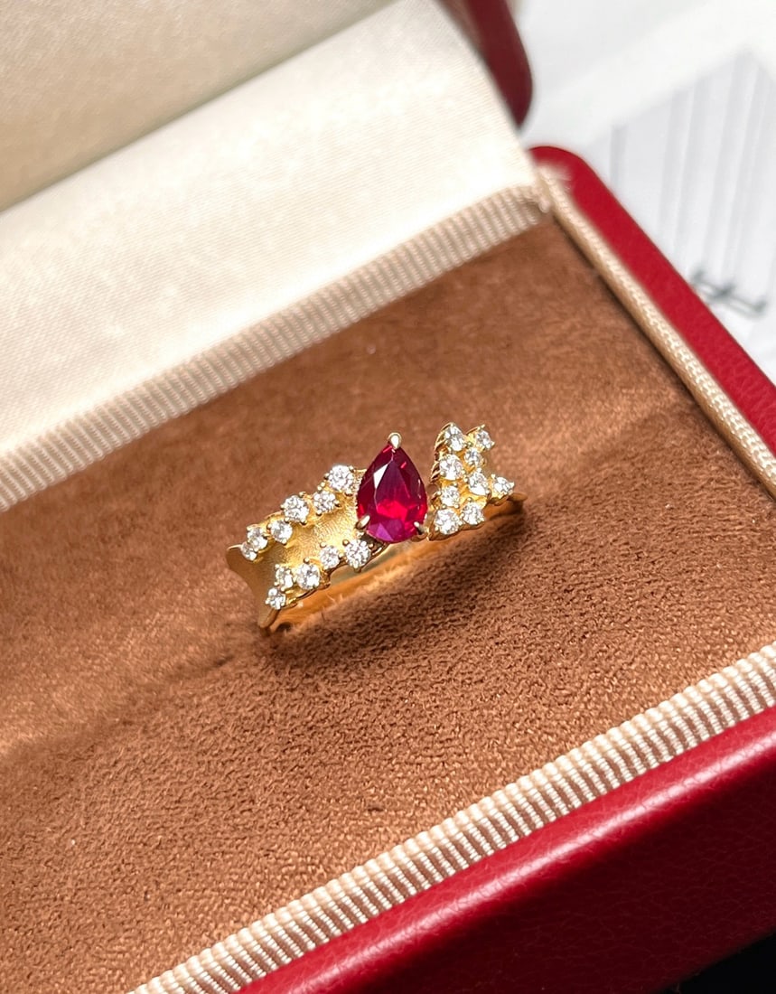 14k Gold 0.68 Ctw Natural Ruby & Diamond Ring - 4