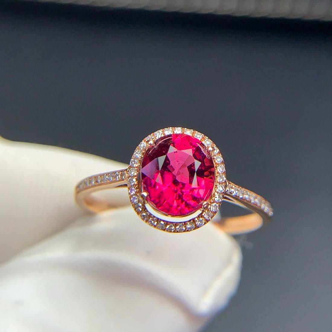 14k Gold 1.3 Ct Natural Tourmaline & Diamond Ring - 6