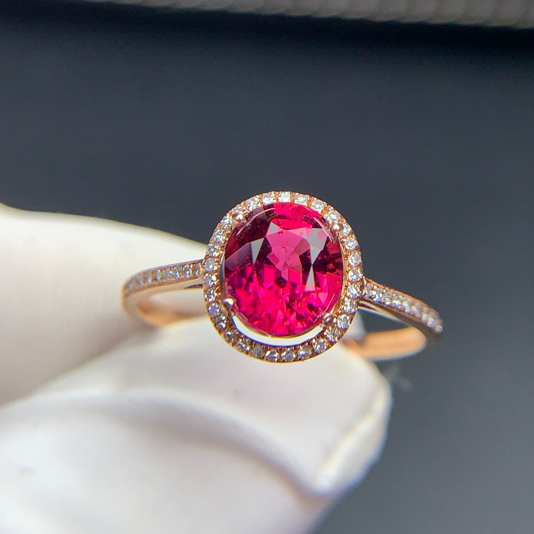14k Gold 1.3 Ct Natural Tourmaline & Diamond Ring - 7