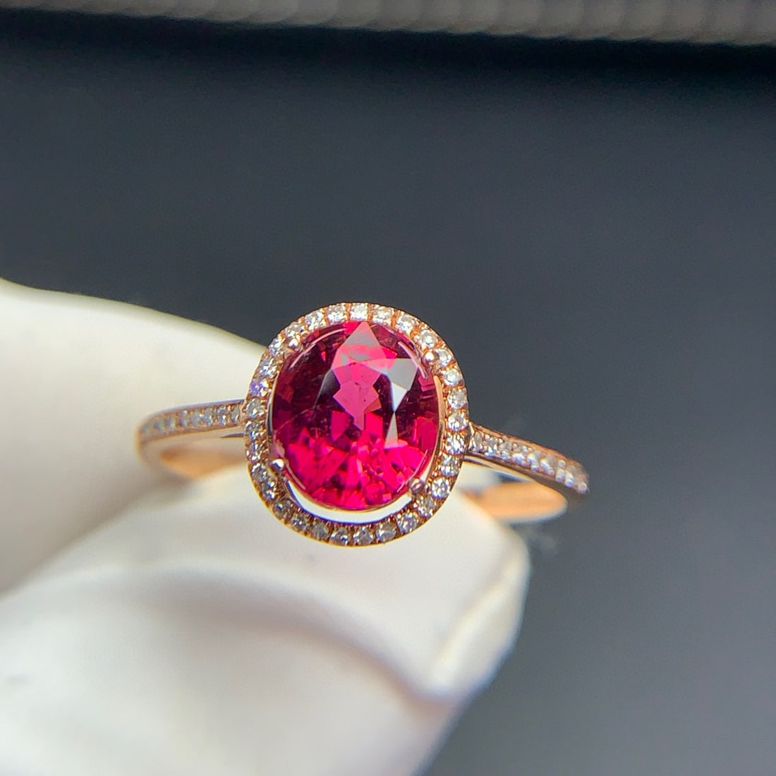 14k Gold 1.3 Ct Natural Tourmaline & Diamond Ring - 8