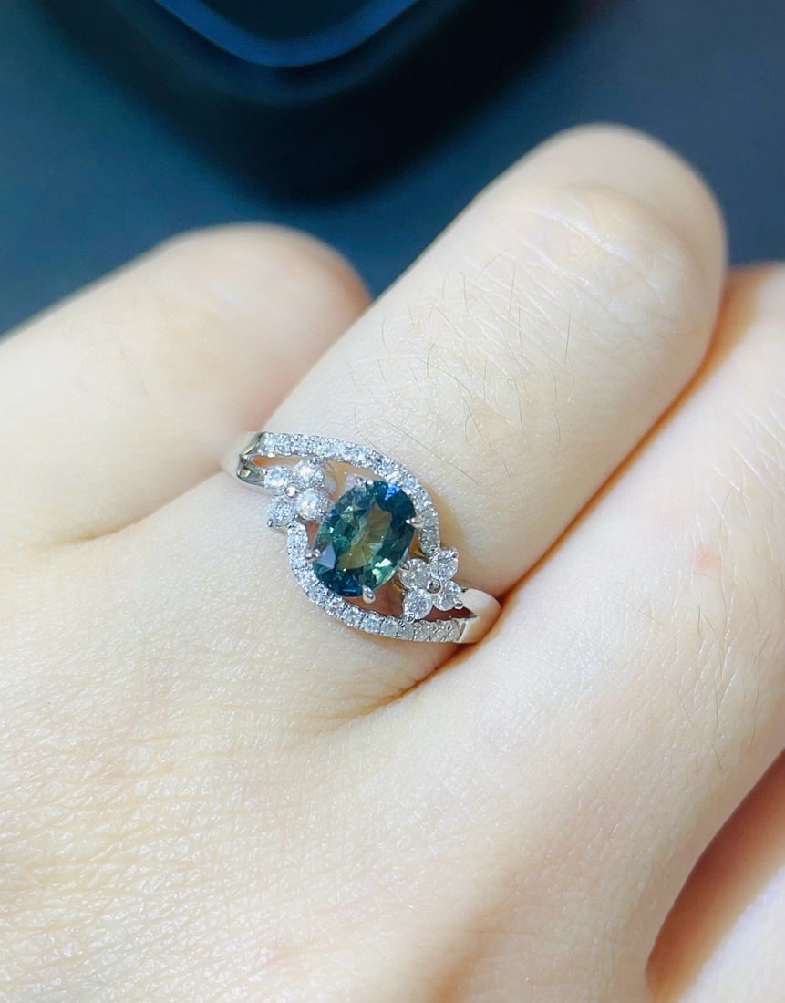 14k Gold 1.48 Ctw Natural Sapphire & Diamond Ring - 6