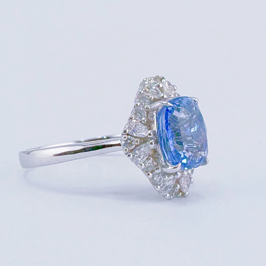 14k Gold 1.60 Ct Natural Sapphire & Diamond Ring - 2