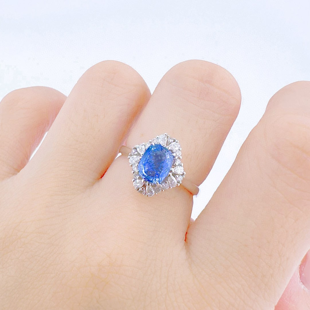 14k Gold 1.60 Ct Natural Sapphire & Diamond Ring - 3