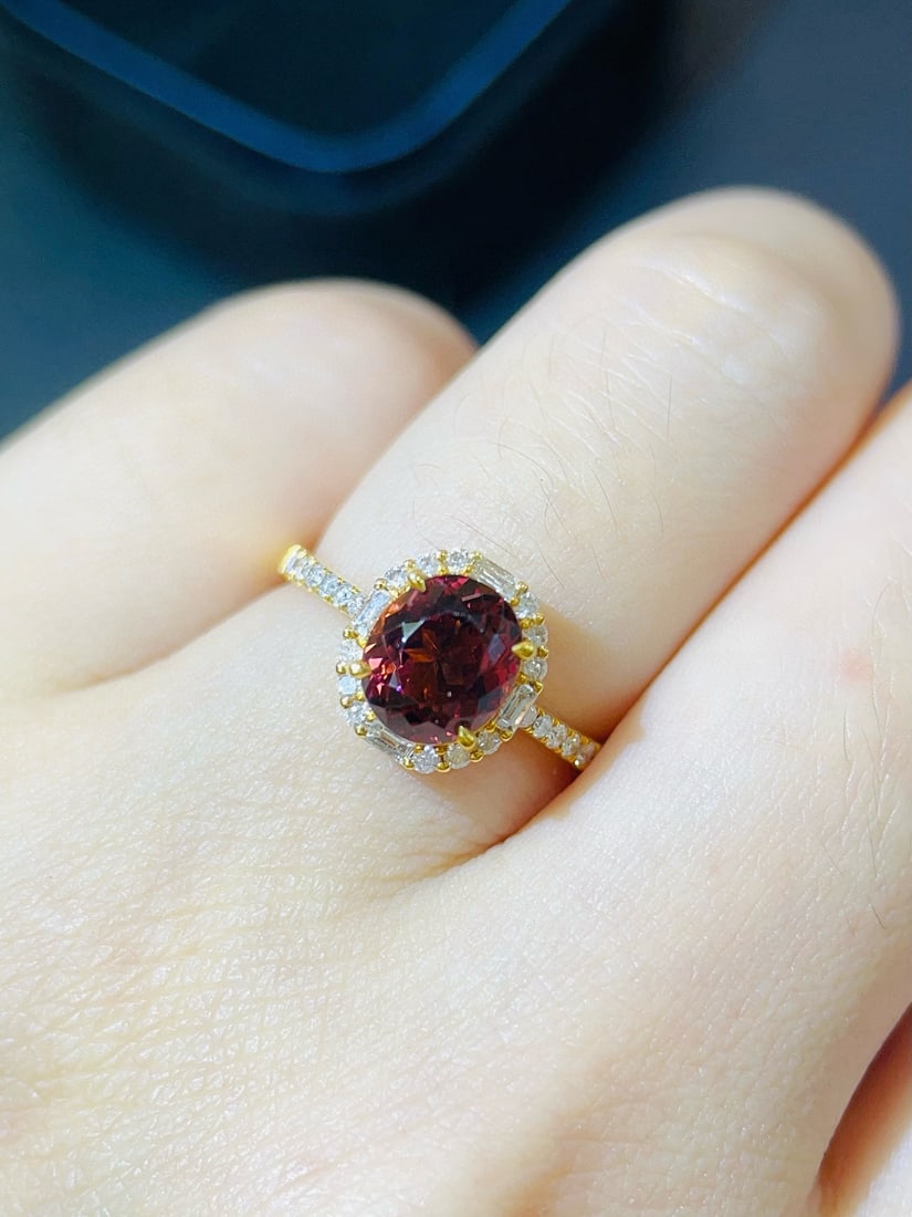 14k Gold 2.70 Ctw Natural Tourmaline & Diamond Ring - 6