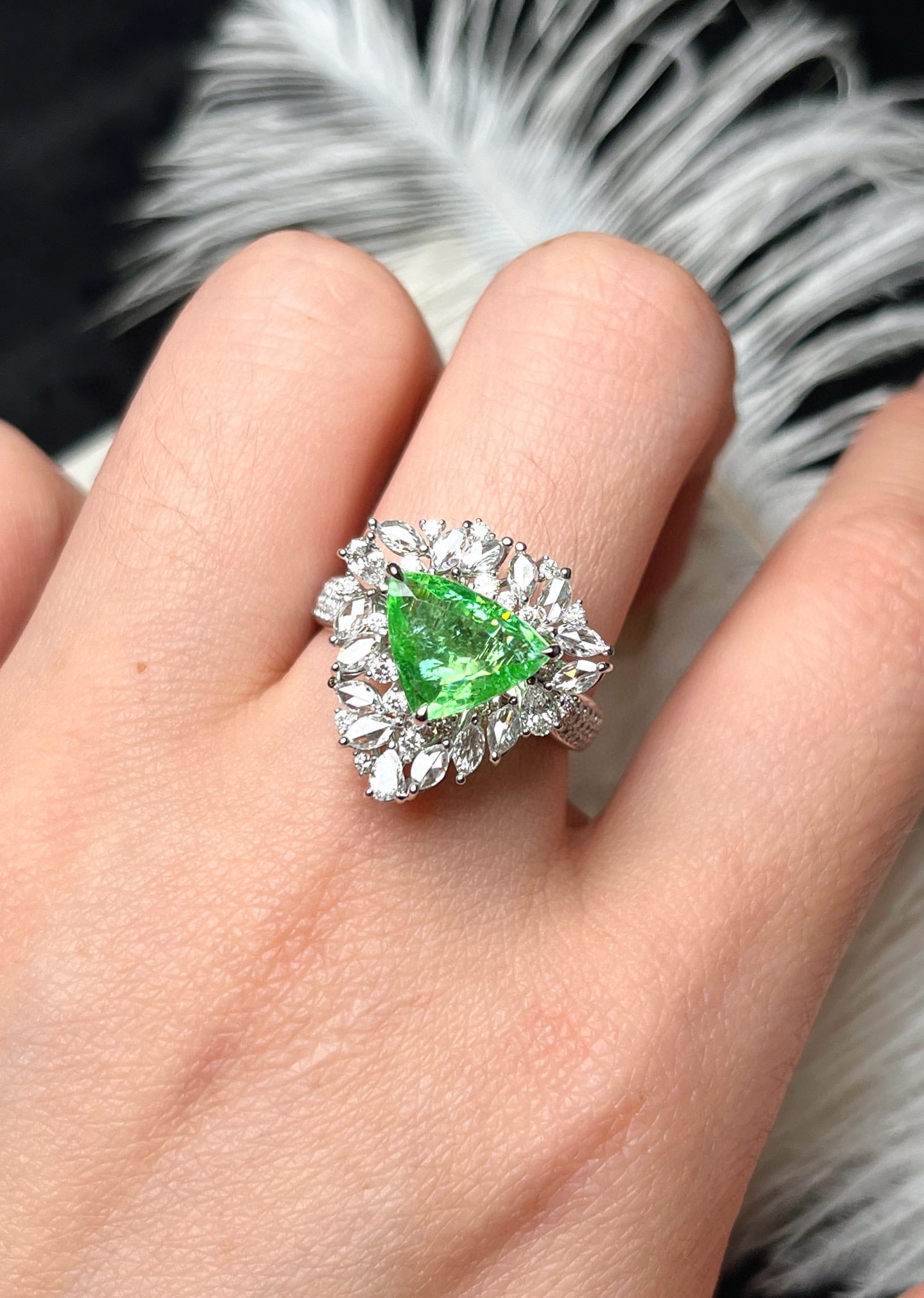 14k Gold 3.00 Ctw Natural Paraiba Tourmaline & Diamond Ring/pendant( Without Chain ) - 4