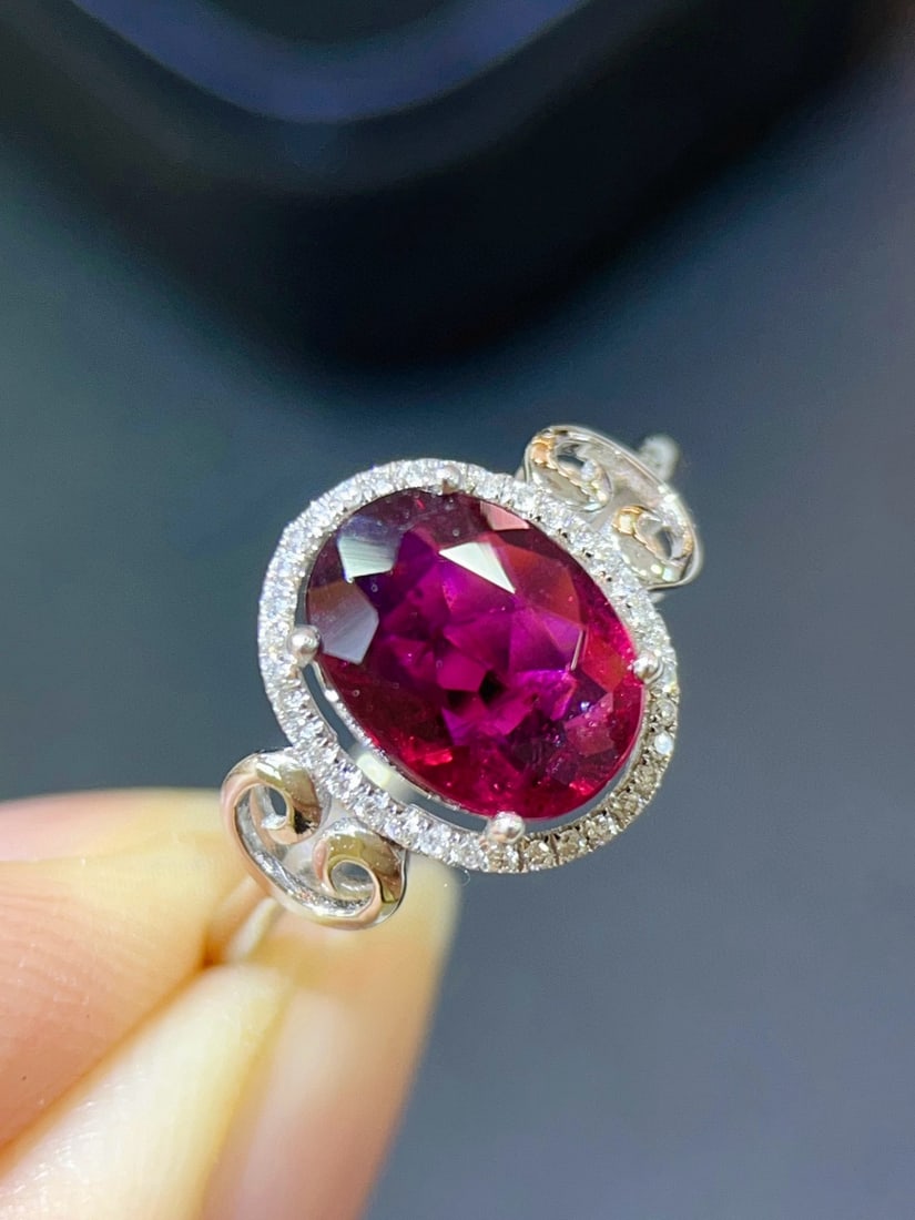14k Gold 1.74 Ctw Natural Tourmaline & Diamond Ring - 2