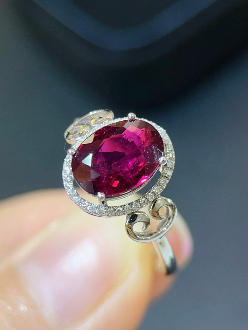 14k Gold 1.74 Ctw Natural Tourmaline & Diamond Ring - 4
