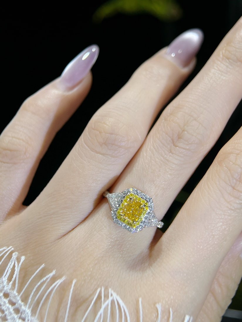 14k Gold 1.41 Ctw Natural Yellow Diamond & Diamond Ring - 5