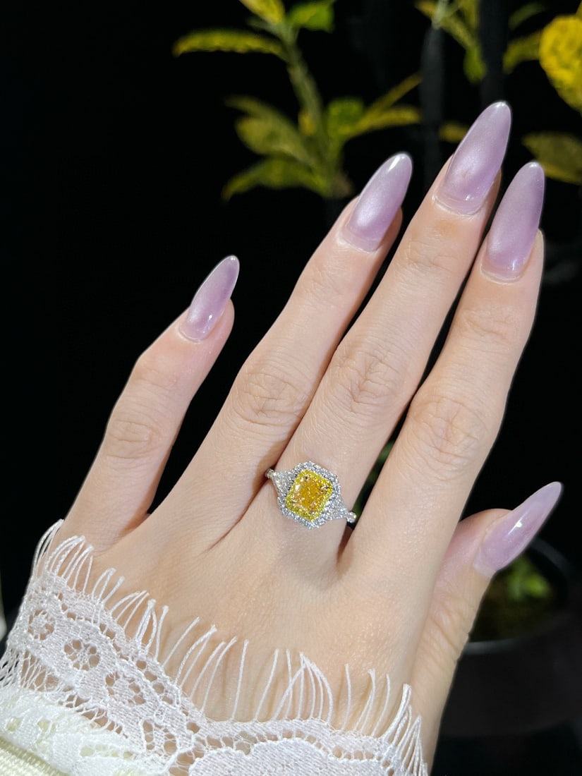 14k Gold 1.41 Ctw Natural Yellow Diamond & Diamond Ring - 6