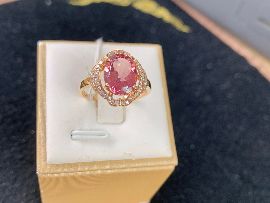 14k Gold 2.58 Ctw Natural Tourmaline & Diamond Ring - 4