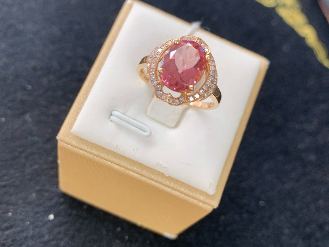 14k Gold 2.58 Ctw Natural Tourmaline & Diamond Ring - 5