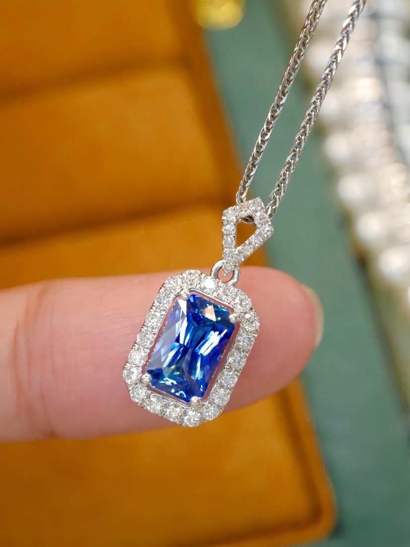 14k Gold 1.34 Ctw Natural Sapphire & Diamond Pendant( Without Chain ) - 3