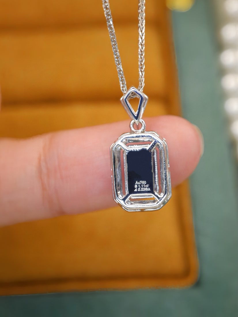 14k Gold 1.34 Ctw Natural Sapphire & Diamond Pendant( Without Chain ) - 4
